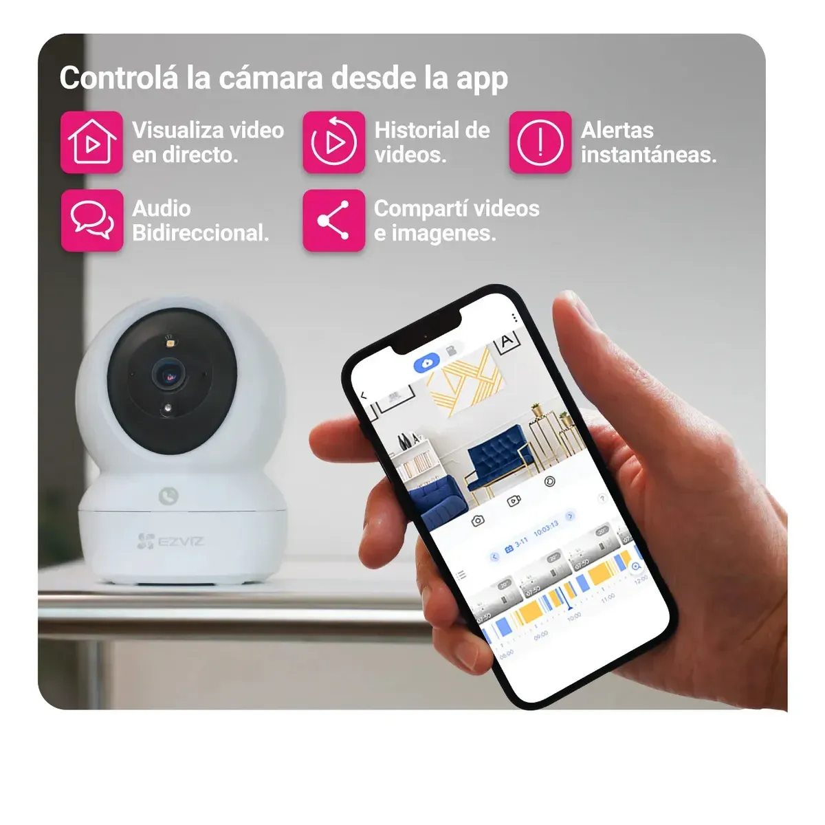 CCTV CAMARA IP EZVIZ H6C 2MP WIFI/MIC 360 - Image 2