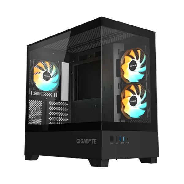 Gabinete Gigabyte C201 Panoramic TG x2 Mid-Tower Fan ARGB x3 Black (5832)
