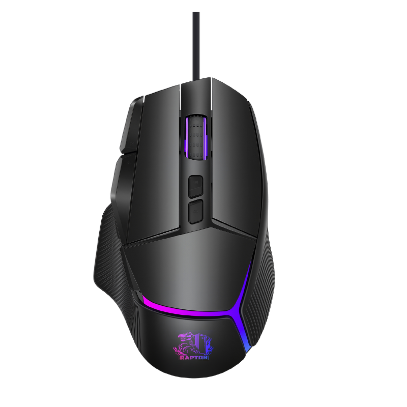 Mouse Gamer Raptor Storm Grip 9 botones 8000dpi retroiluminado Black (2951)
