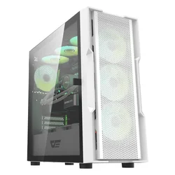 Gabinete Gamer DarkFlash DK431 de torre media de vidrio - Blanco (4 ventiladores ARGB)