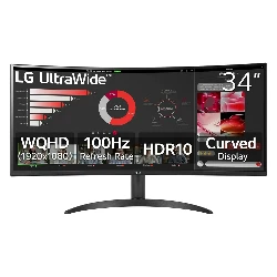 LG 34WR50QK-B 34" WQHD Curvo Ultraancho 100Hz HDMI DP Monitor - Negro