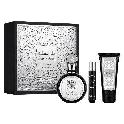 Kit de perfume Lattafa Fakhar Set de regalo Eau de Parfum para hombre 100 ml Gel de ducha con perfume en miniatura 100 ml