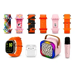 Kit Smartwatch K15 Combo 49mm + Auricular + Speaker con Micrófono - Naranja