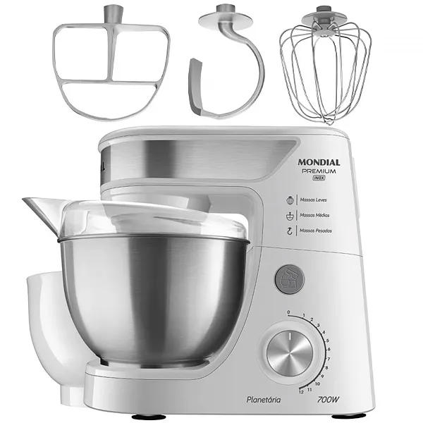 Mezclador de acero inoxidable Mondial Premium BP-02P-W-TI 12 velocidades 700 vatios 220 V ~ 50 60 Hz - Blanco