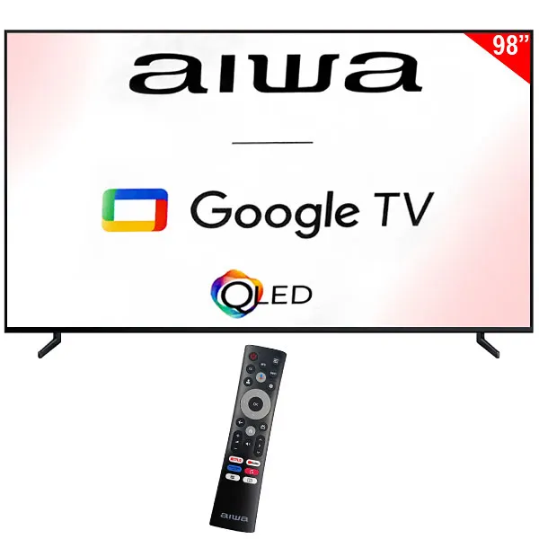 QLED 98" Aiwa AW98B4QFG 4K Ultra HD Google TV Wi-Fi Bluetooth Smart TV con convertidor digital