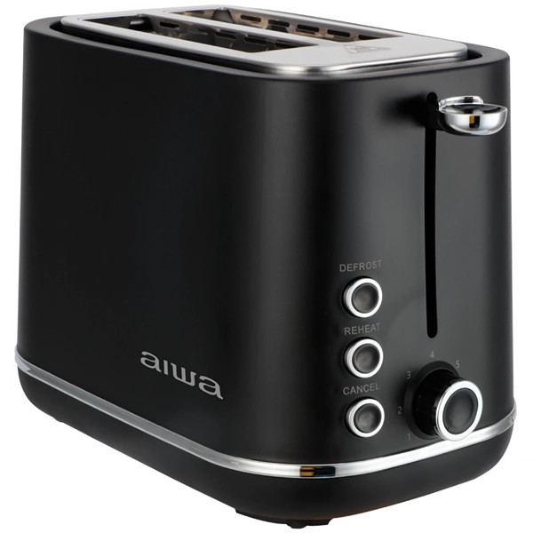 Tostadora Aiwa AWTD1430 850 watts 7 Temperaturas 220 - 240V ~ 50 60Hz - Negra Plata