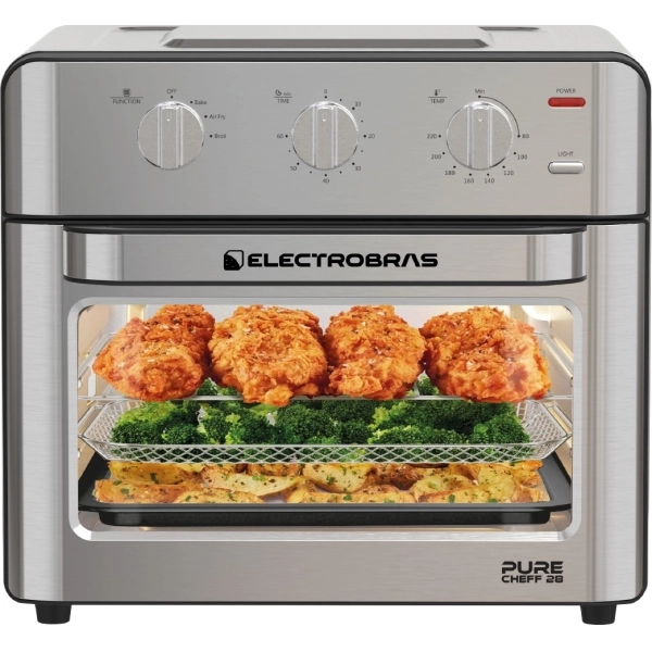 Horno eléctrico + Freidora eléctrica Electrobras Pure Cheff 28 EBHAF-28 de 28 Litros con Espeto 220 - 240V ~ 50 60Hz - Plata