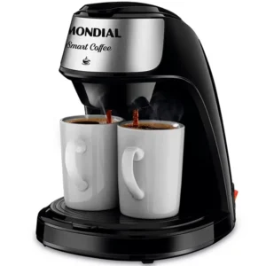 Cafetera inteligente Mondial C-42-2X-BI 500 vatios 127 V ~ 60 Hz con 2 tazas - Negro plateado