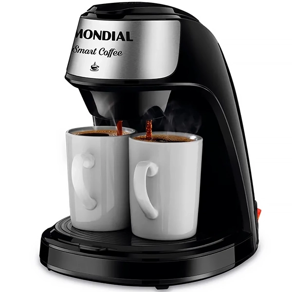 Cafetera inteligente Mondial C-42-2X-BI 500 vatios 127 V ~ 60 Hz con 2 tazas - Negro plateado