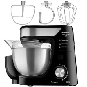 Mezclador de acero inoxidable Mondial Premium BP-02P-B-TI 12 velocidades 700 vatios 220 V ~ 50 60 Hz - Plata negra