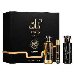 Kit Perfume Lattafa Teriaq Intense Eau de Parfum Femenino 100ml + Perfume de Viaje 12ml + Hair Mist 50ml