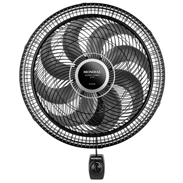 Ventilador de pared Super Turbo Mondial VTX-40P-8P 8 cuchillas 140 vatios 220 V ~ 50 60 Hz - Negro