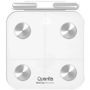 Báscula digital de peso corporal Quanta Bioluxy Precision QTBCB200 de hasta 180 kg con Bluetooth - Blanco plateado