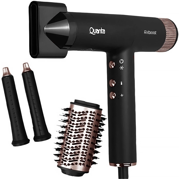 Secador de pelo 3 en 1 Airboosts Quanta QTSCB1700 1.700 vatios 220 V ~ 60 Hz - Negro Rosa